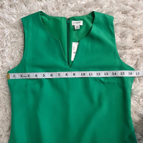 NWT J.Crew Green Sleeveless V-neck Shift Dress Size 4P - Picture 8 of 9